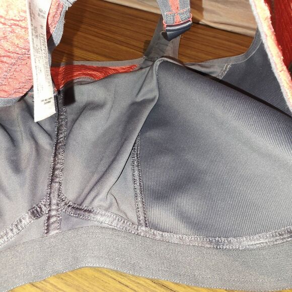GLAMORISE SPORT ELITE Sz 50G NWOT MagicLift Orange Gray Sports Bra Wireless - Picture 9 of 12